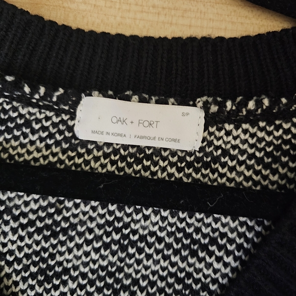 OAK + FORT Black and White V-Neck Sweater Vest - Picture 3 of 3
